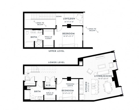 Floor plan for 2 beds, 2 baths, 1430 sqft